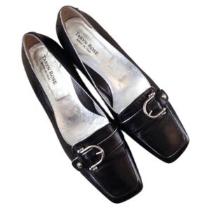 Taryn Rose Leather Loafers Black & Silver with Buckle Women’s EU Size 40